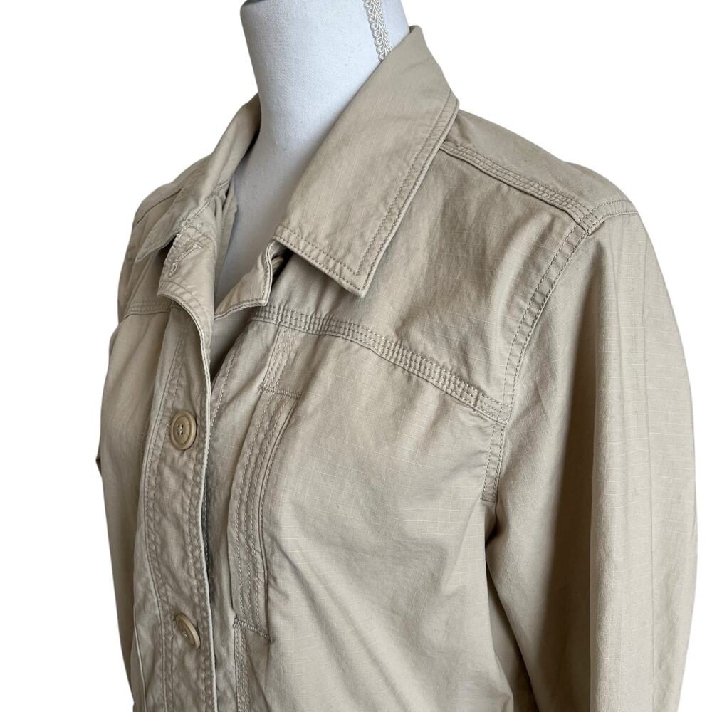 Eddie Bauer Jacket Women's Large Off-White Stretch Utility Drawstring Waist Long - Picture 4 of 9
